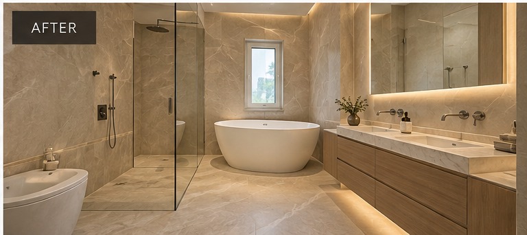 Villa bathroom after renovation