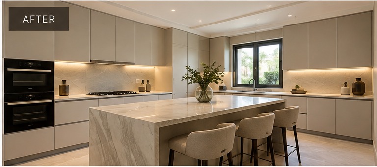 Villa kitchen after renovation